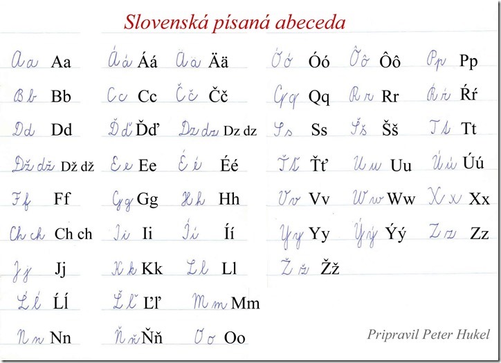 Словацкий рукопиcный алфавит – Slovenská písaná abeceda